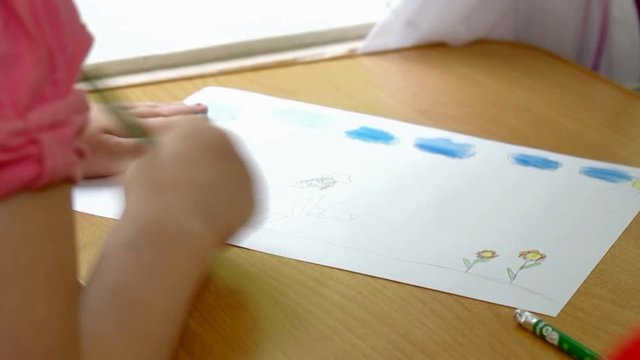 A child paints on paper