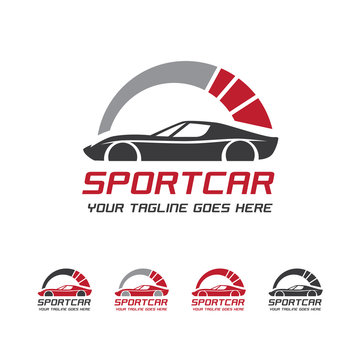 Sport Car With Tachometer Logo