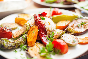 Grilled vegetables with rice