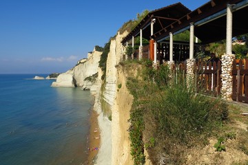 White cliffs above Logas Beach on Corfu Greece