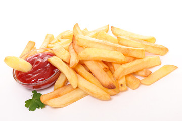 french fries and ketchup