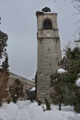 Obraz premium Clock tower at church in Bansko town, Bulgaria