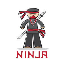 cartoon ninja young man vector design illustration