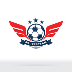 Fototapeta premium Soccer Wings Logo, Soccer Ball and Wing symbol, Football Team Badge