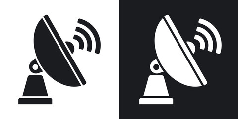 Vector Satellite Antenna icon. Two-tone version on black and white background
