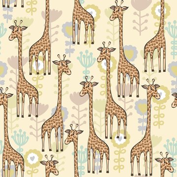 Cute babies doodle seamless pattern. Pastel background.