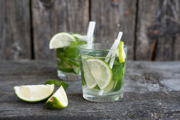 Homemade refreshing cold lemonade
