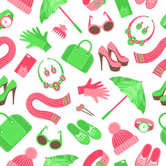 Seamless pattern with women's accessories.