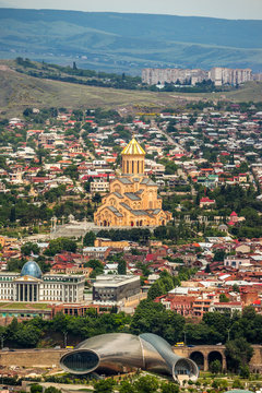 View of Sameba church in Tbilisi, Georgia