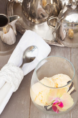 glass with vanilla ice-cream