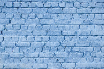 Blue painted brick wall. Background for text or image.