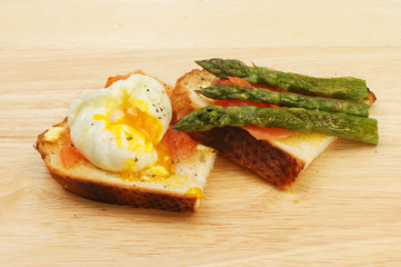 Egg salmon asparagus