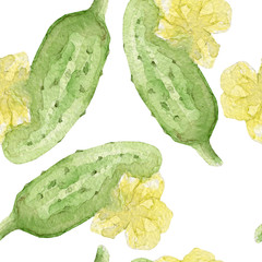 Seamless pattern of cucumbers watercolor