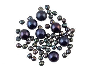 black pearl beads, isolated on white with path