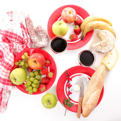picnic with fruit,bread,wine and cheese