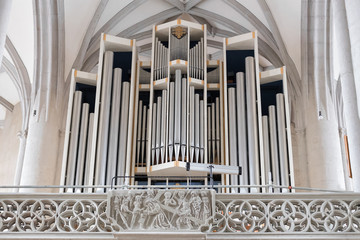 Beautiful modern organ in St. Georg's parish church, Noerdlingen, Germany
