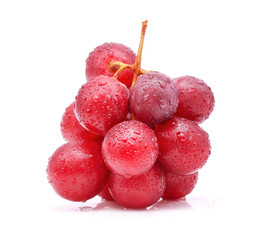 red grapes and water drops isolated on white background