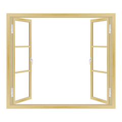 Vector illustration of open wooden window