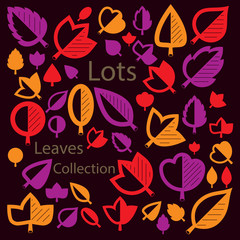 Vector illustration of orange and red tree leaves isolated on wh