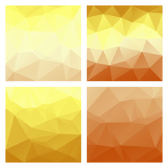 Polygonal vector backgrounds. Set of colored vector patterns in geometric style. Can be used for covers, brochures, digital wallpapers and flyer backgrounds.