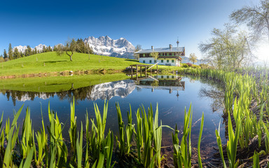 Mountain Chalet in front of Wilder Kaiser, Kitzbühel, Tirol, Austria