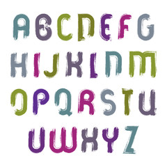 Hand-painted colorful capital letters isolated on white backgrou