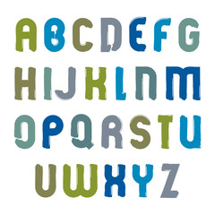 Vector acrylic alphabet painted capital letters set, hand-drawn