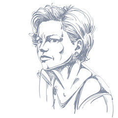 Vector portrait of attractive woman expressing doubt, illustrati