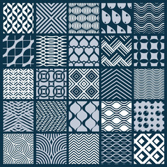 Set of vector endless geometric patterns composed with different