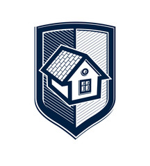 Safety idea, abstract vector heraldic symbol with classic house.