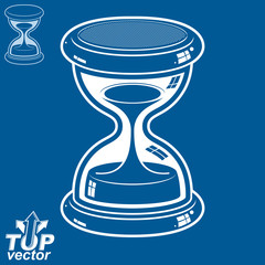 Smooth detailed vector white sand-glass. Old-fashioned elegant 3