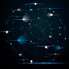 Abstract asymmetric vector monochrome object with black lines me