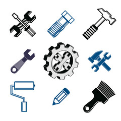 Work tools collection, vector repair instruments for carpentry a