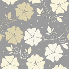 Spring seamless floral pattern on grey background