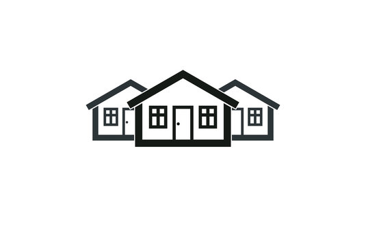 Abstract simple country houses vector illustration, homes image.