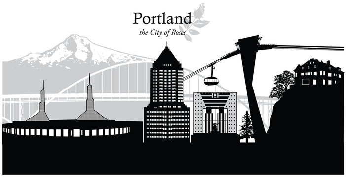 Vector illustration of the skyline cityscape of Portland, Oregon