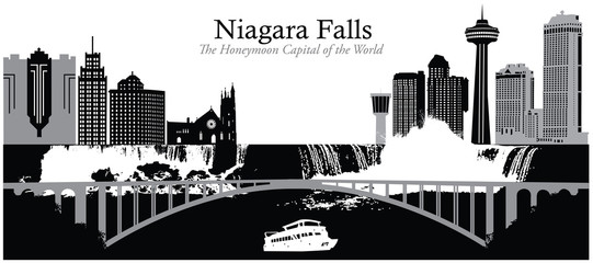 Vector illustration of the cityscape skyline of Niagara Falls