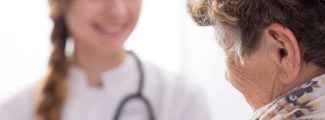 Fototapeta premium Older woman happy of her care