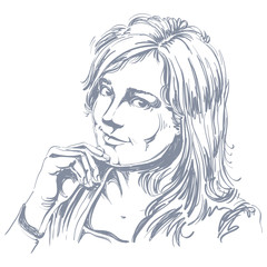 Hand-drawn vector illustration of beautiful romantic loving woma