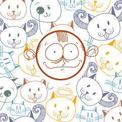 Vector colorful illustration of cartoon happy boy isolated on sp