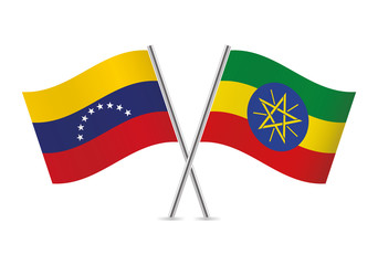 Venezuelan and Ethiopian flags. Vector illustration.