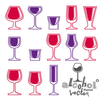 Classic vector goblets collection – martini, wineglass, cognac