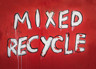 Red Mixed Recycling Sign