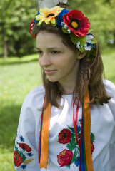 Teenage girl in traditional Ukrainian costume
