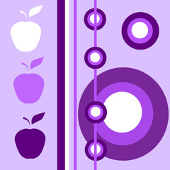 Lilac-purple composite background with silhouettes of apples