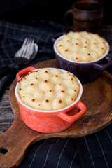 Potato baked pudding with meat
