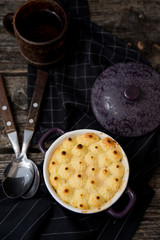 Potato baked pudding with meat
