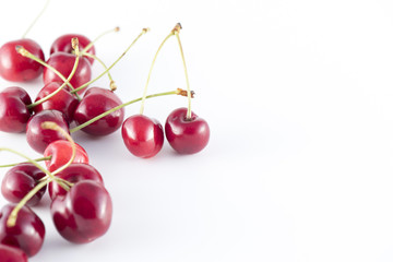 Cherries on white background