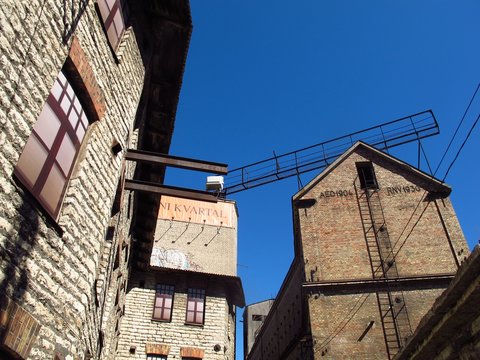 Tallinn Estonia Rotermann Quarter old historic warehouses converted into shopping destination