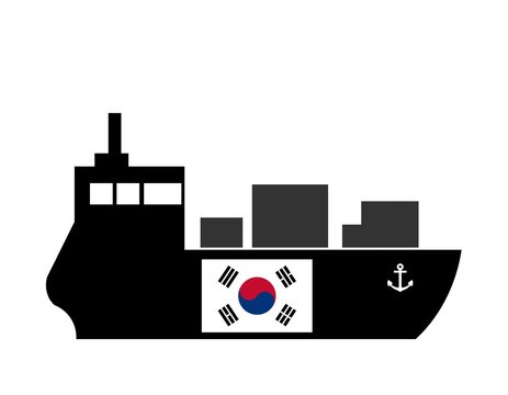 Drapeau de la Corée du Sud sur un bateau cargo